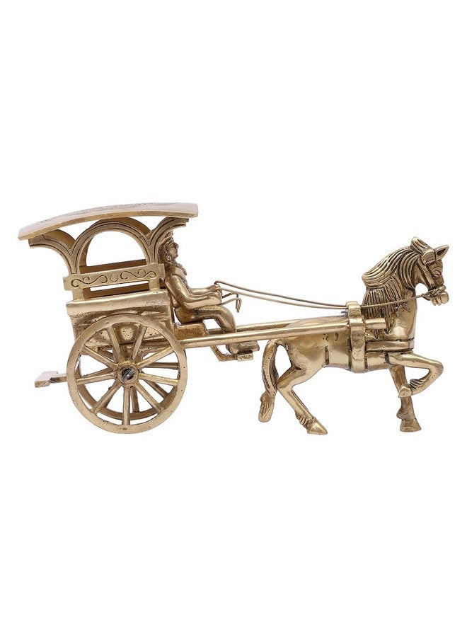 Two Moustaches Brass European Horse Carriage Showpiece, Brass Showpiece for Home Decor, Standard, Antique White, Pack of 1 - Image 1