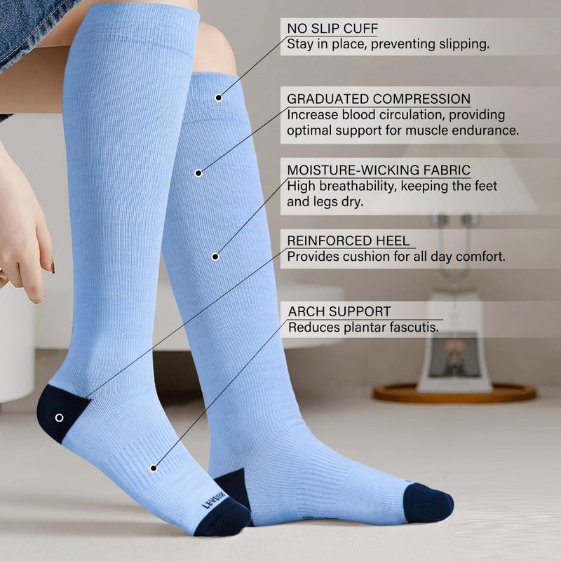 LEVSOX Viscose Made from Bamboo Compression Socks for Women&Men 20-30 mmHg Knee High Fun Cute Graduated Support Socks for Nurses, Pregnant Women, Travel and Flight, Medical - Image 3
