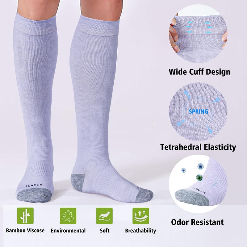 LEVSOX Viscose Made from Bamboo Compression Socks for Women&Men 20-30 mmHg Knee High Fun Cute Graduated Support Socks for Nurses, Pregnant Women, Travel and Flight, Medical - Image 4