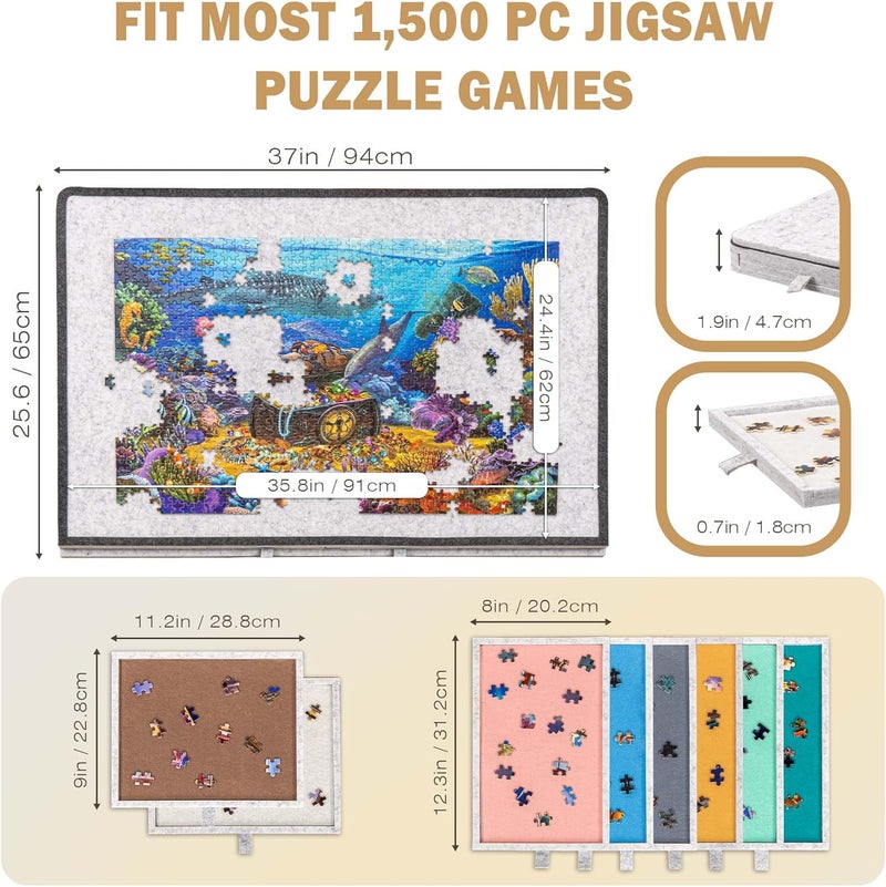Becko US 1500 Pieces Felt Jigsaw Puzzle Board Light Gray - Image 4
