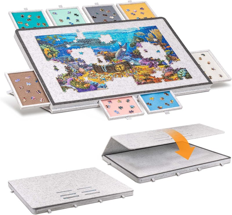 Becko US 1500 Pieces Felt Jigsaw Puzzle Board Light Gray - Image 1