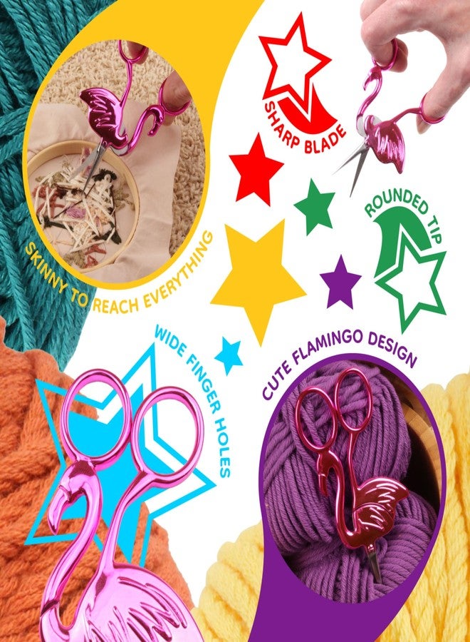 BambooMN JubileeYarn Flamingo Craft Embroidery Scissors - Pink - 1 Pair - Image 4