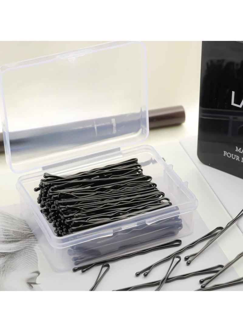 CleanWave - The Pure Effect 100pcs Premium 5.08cm Hair Pins Kit – Secure Hold Durable Bobby Pins for Salon, Hairdressing & Home with Clear Storage Box - (Black) - Image 1