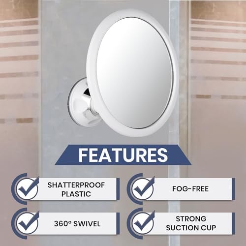 MIRRORVANA Anti Fog Mirror for Shower - Fogless, Shatterproof Shaving Mirror with 360° Swivel and Adjustable Suction Cup - 6.7" x 6.7" Round - Image 2