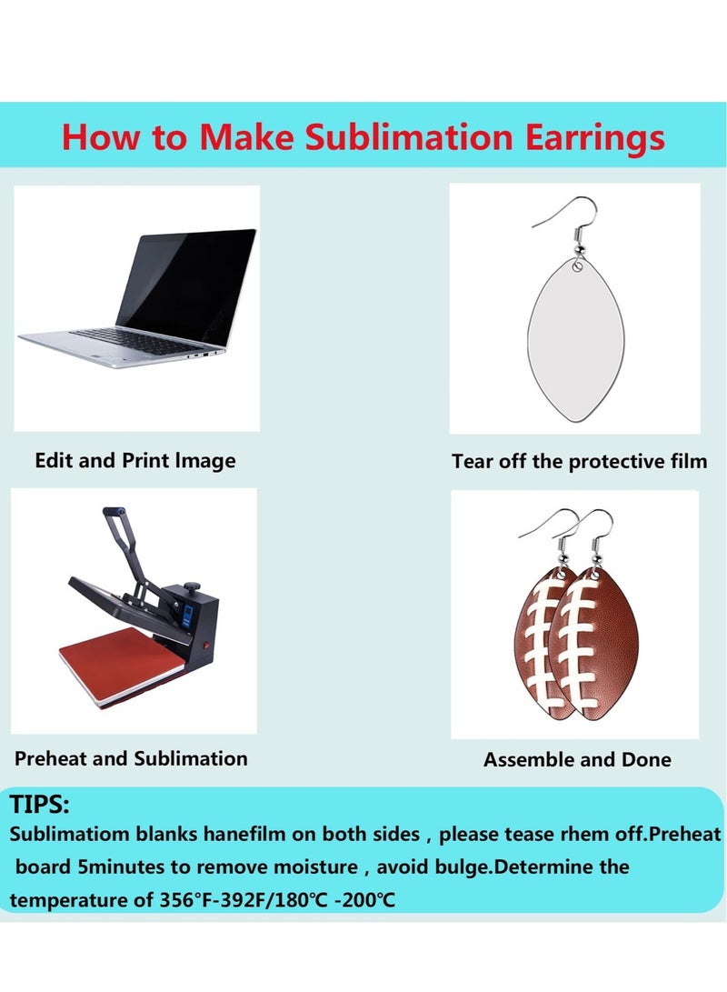 Bulk Sublimation Earring Blanks 48 Pcs Double Sided Heat Transfer Jewelry DIY Supplies for Creative Projects - Image 4