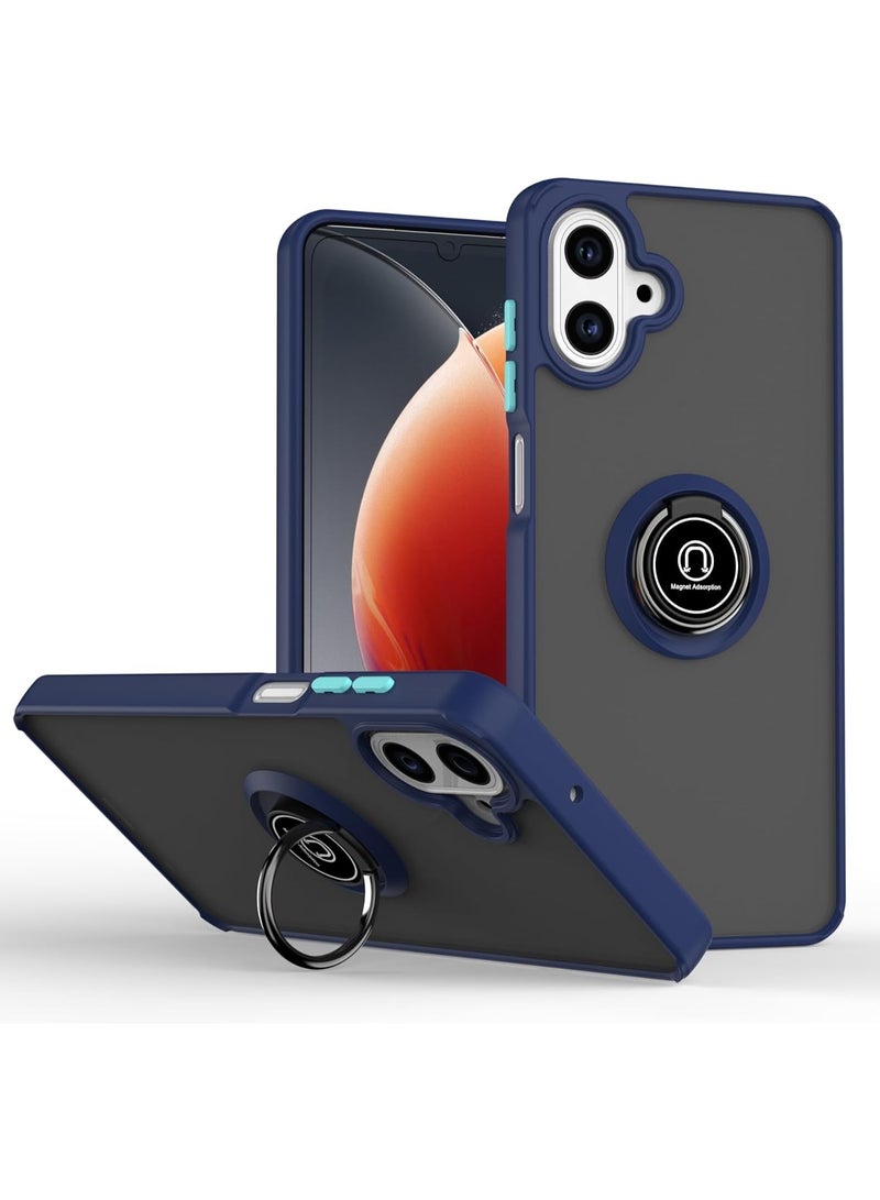 Case for Samsung Galaxy A07 Rotational Metal Ring Kickstand Cover Anti Fingerprint Scratch Resistance Shockproof Matte Finish Hard Back Case Magnetic Car Mount Cover for Samsung Galaxy A07