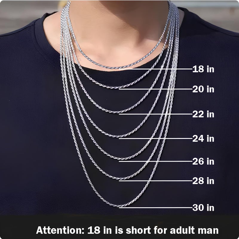 OLARCU 2.5mm/4mm Silver Stainless Steel Wheat Chain Necklace Jewelry for Men (2.5mm-Silver, 22 Inches) - Image 4
