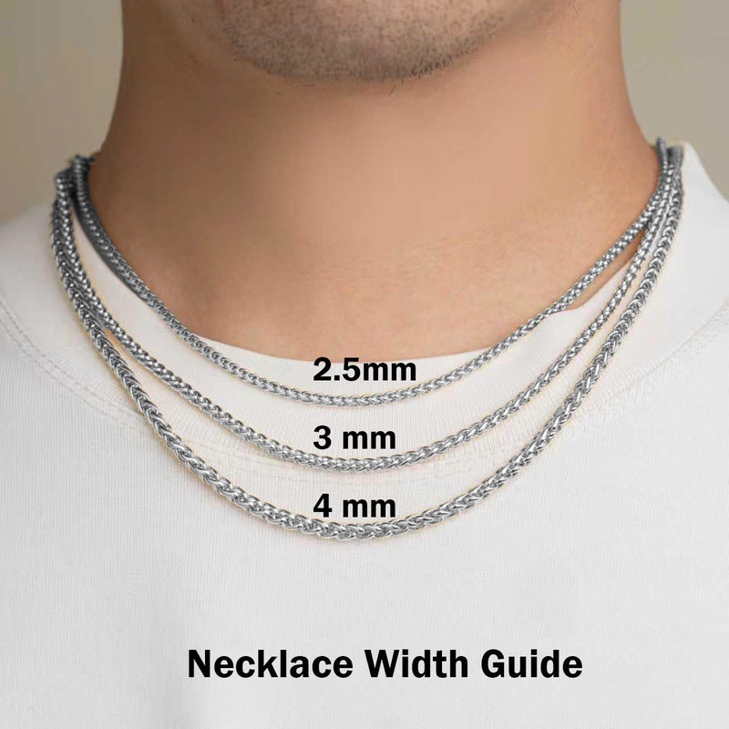 OLARCU 2.5mm/4mm Silver Stainless Steel Wheat Chain Necklace Jewelry for Men (2.5mm-Silver, 22 Inches) - Image 5