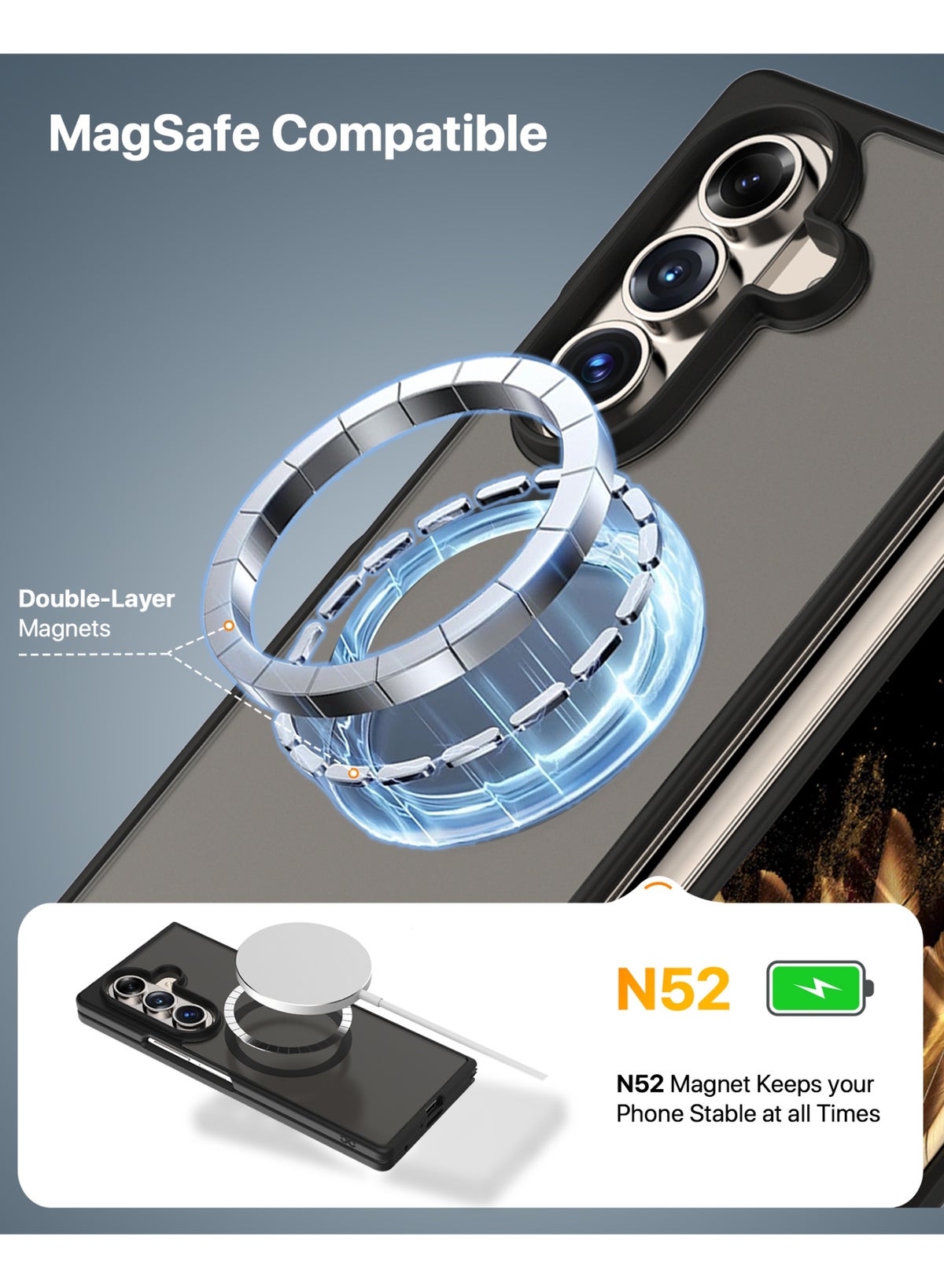 Infinity Gleam Samsung Fold 7 Frosted Case - Black