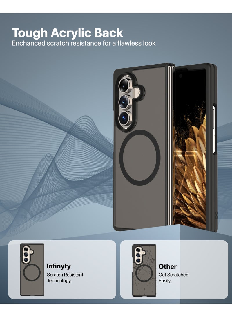 INFINYTY Samsung Fold 7 Frosted Case – Gleam (Black) Matte Back, Wireless Charging Compatible, Military-Grade Drop Protection, Translucent Frosted Back, Air Cushion Corners, Soft-Touch Finish, Scratch-Resistant, Hybrid Cover - Image 2