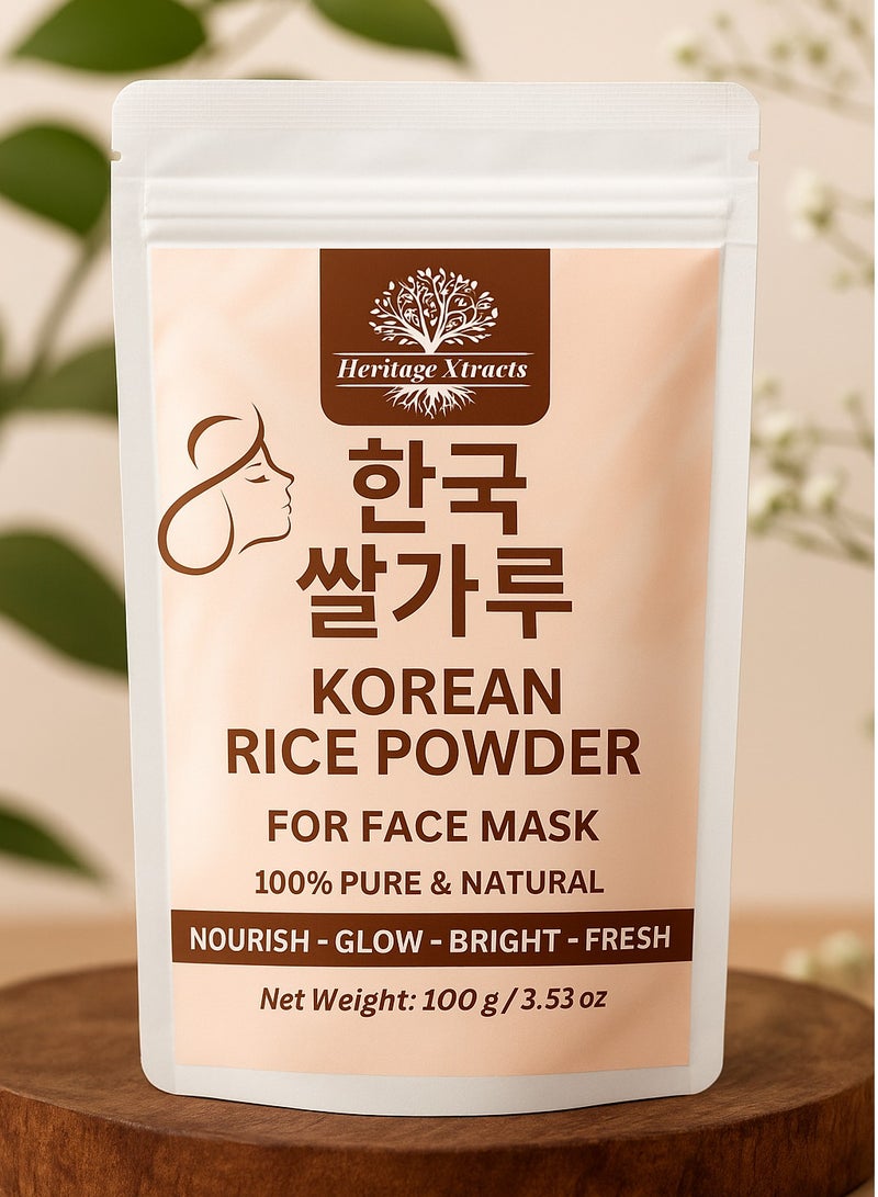 Heritage Xtracts Korean Rice Powder Face Mask 100 g | 100% Pure & Natural Brightening, Exfoliating Scrub, Anti-Aging Deep-Cleansing Pore-Refining Hydrating Glow Booster 