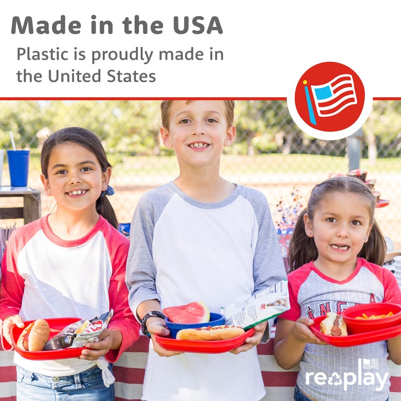 Re-Play Toddler Plates - 22 Oz. Deep-Walled Flat Kids Plates - Dishwasher & Microwave Safe - Made in USA - Set of 3-7.37" x 7.37" x 1.25" - A Princess - Image 3