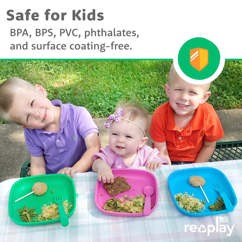 Re-Play Toddler Plates - 22 Oz. Deep-Walled Flat Kids Plates - Dishwasher & Microwave Safe - Made in USA - Set of 3-7.37" x 7.37" x 1.25" - A Princess - Image 4