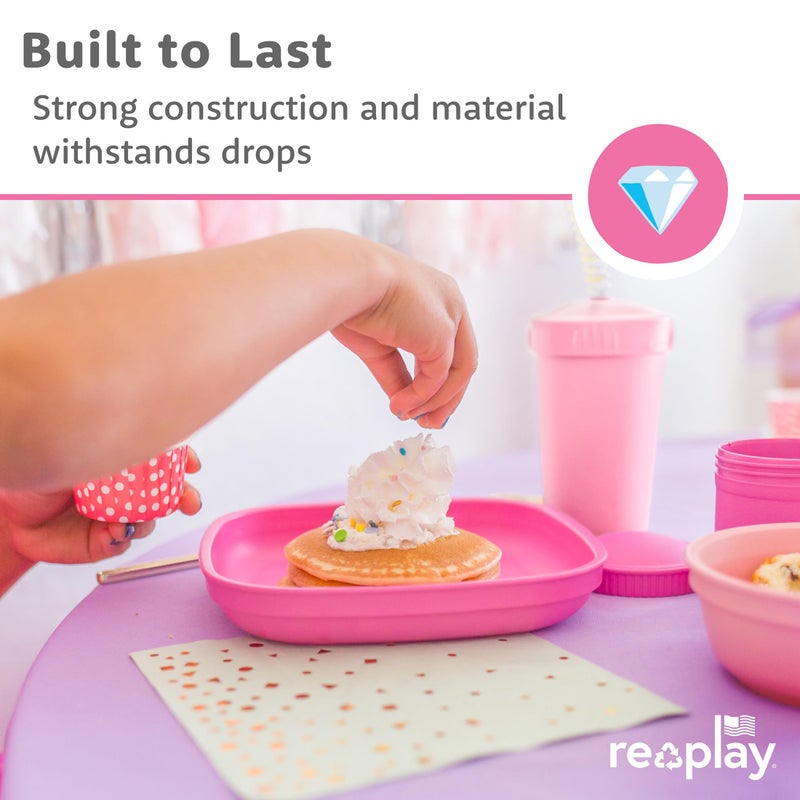 Re-Play Toddler Plates - 22 Oz. Deep-Walled Flat Kids Plates - Dishwasher & Microwave Safe - Made in USA - Set of 3-7.37" x 7.37" x 1.25" - A Princess - Image 5