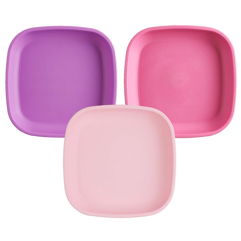 Re-Play Toddler Plates - 22 Oz. Deep-Walled Flat Kids Plates - Dishwasher & Microwave Safe - Made in USA - Set of 3-7.37" x 7.37" x 1.25" - A Princess - Image 1