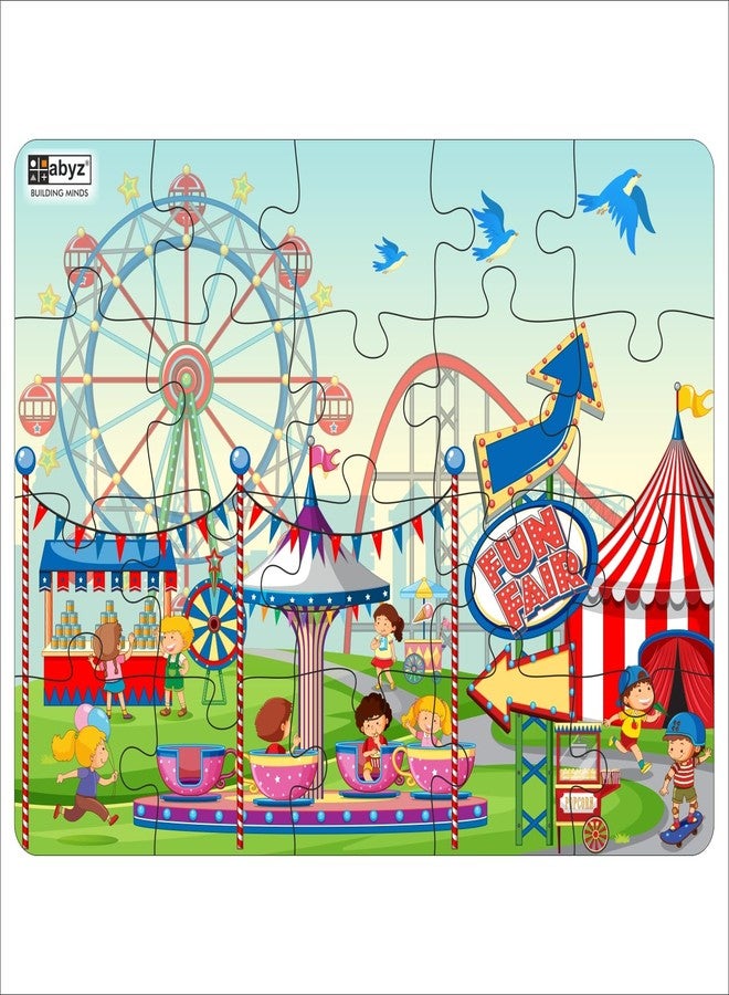 ABYZ Wooden Jigsaw Puzzle - Fun FAIR Playset for Fun Educational & Little Explorers, 20-Pieces & Pack of 3 Games with Multicolor | Birthday Gift for (3 Plus Years) Age Kids. - Image 1
