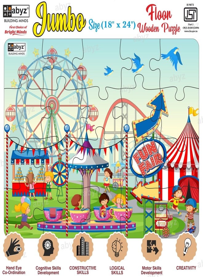 ABYZ Wooden Jigsaw Puzzle - Fun FAIR Playset for Fun Educational & Little Explorers, 20-Pieces & Pack of 3 Games with Multicolor | Birthday Gift for (3 Plus Years) Age Kids. - Image 3