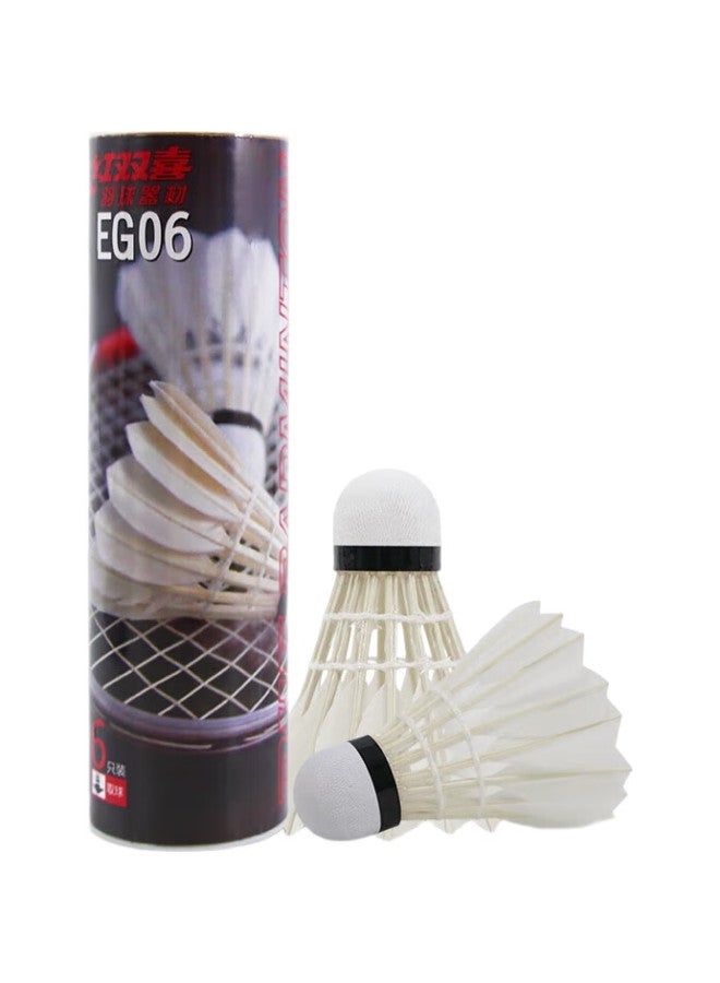 DHS Badminton Shuttlecocks, Durable Training Composite Cork Goose Feather Shuttlecocks E-Eg06 (Pack Of 6) - Image 2