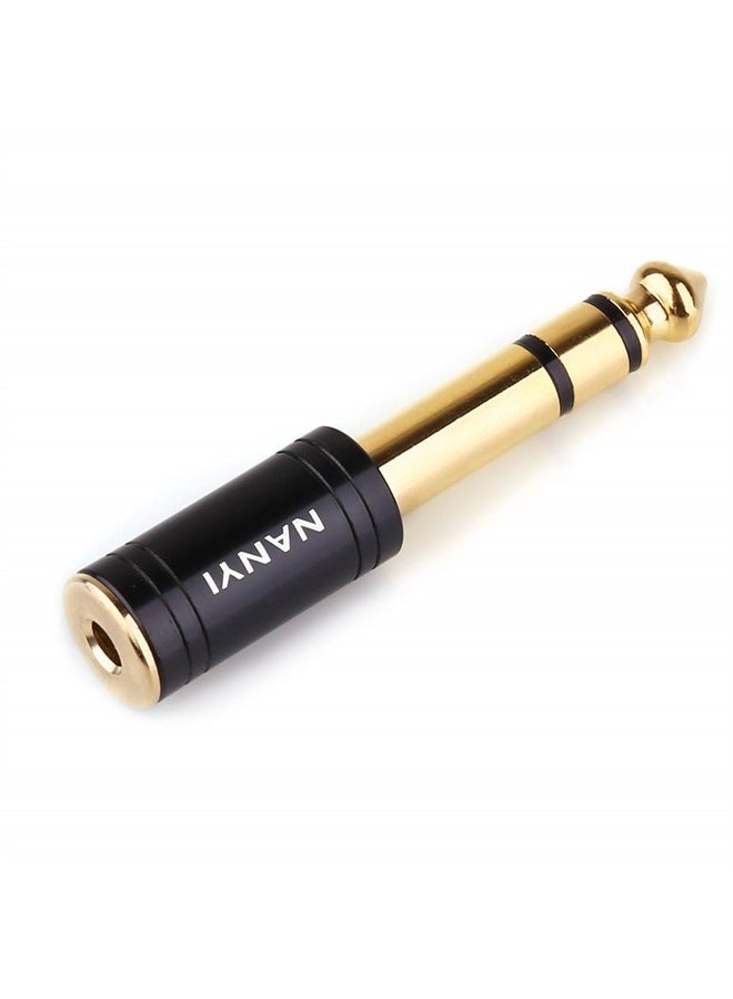 NANYI محول سماعات الرأس ستيريو ذكر 1/4'' إلى أنثى 1/8''، كابل توصيل، ترقية جاك 6.35 مم إلى قابس ستيريو 3.5 مم، أسود 1-عبوة - Image 5