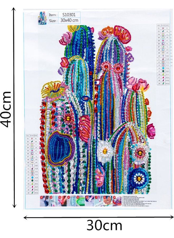 DIY 5D Diamond Painting Flower Pattern Special-shaped Diamond Embroidery Home Decor Multicolour 32.00*2.00*8.00cm - Image 4