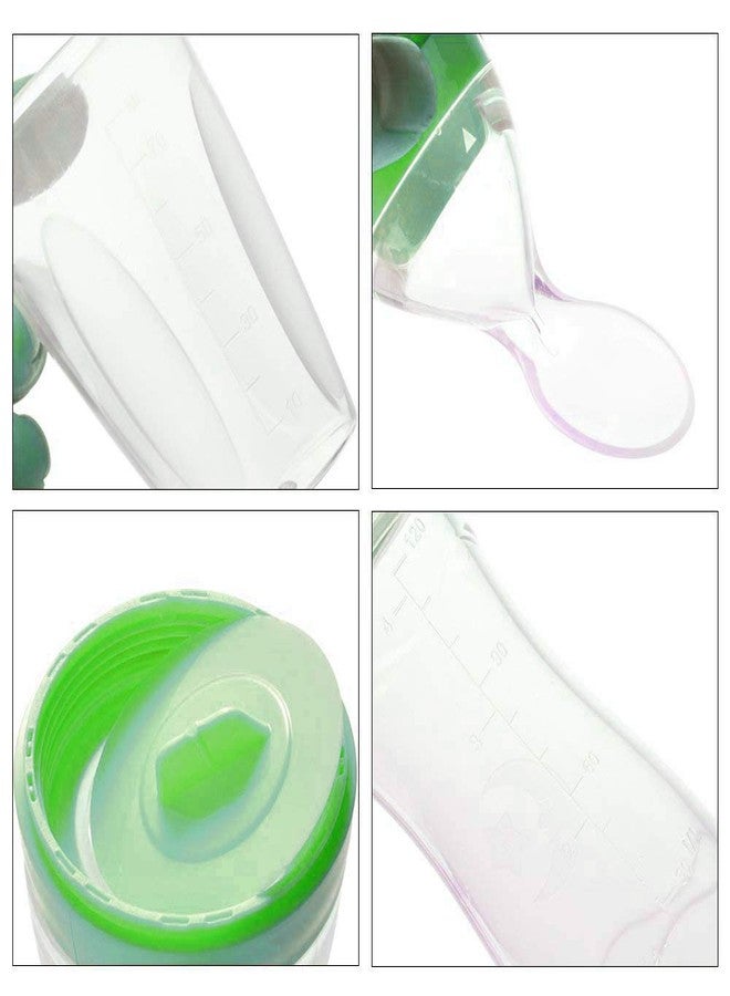 BCARE Bpa-Free Soft Silicone Sipper Juice Milk Rice Spoon Feeding Bottle with Fruit Nibbler Combo Set for Newborn Baby Infants Kids 0-6 Months 120ml Pack of 1 (Green, 120ml) - Image 4