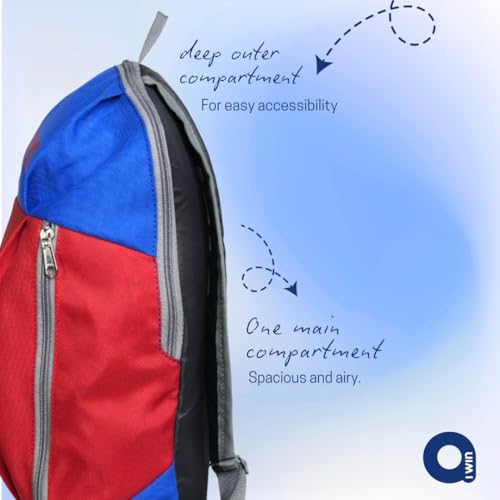 Aivin Booster Backpack | 10L Compact Gym & Travel Backpack for Men | Lightweight, Abrasion-Resistant Bag with Dual Compartments | Padded Back & Straps | Urban Sports & Fitness Daypack (Red/Blue) - Image 4