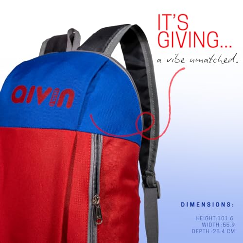 Aivin Booster Backpack | 10L Compact Gym & Travel Backpack for Men | Lightweight, Abrasion-Resistant Bag with Dual Compartments | Padded Back & Straps | Urban Sports & Fitness Daypack (Red/Blue) - Image 3
