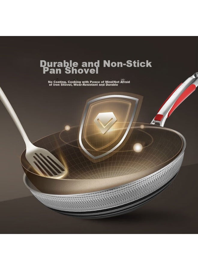 Olofe Non-coated Crystal Steel Titanium Wok, Stainless Steel Honeycomb Frying Pan, Stir-fry And Stew Pan, 32cm Non-coated Non-stick Wok - Image 3