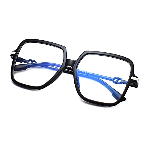 Peter Jones Square Computer Glasses for Women/Girls with Zero Power Blue Light Blocking Glare Lenses (SIZE LARGE/OVERSIZED) AG5198B - Image 1
