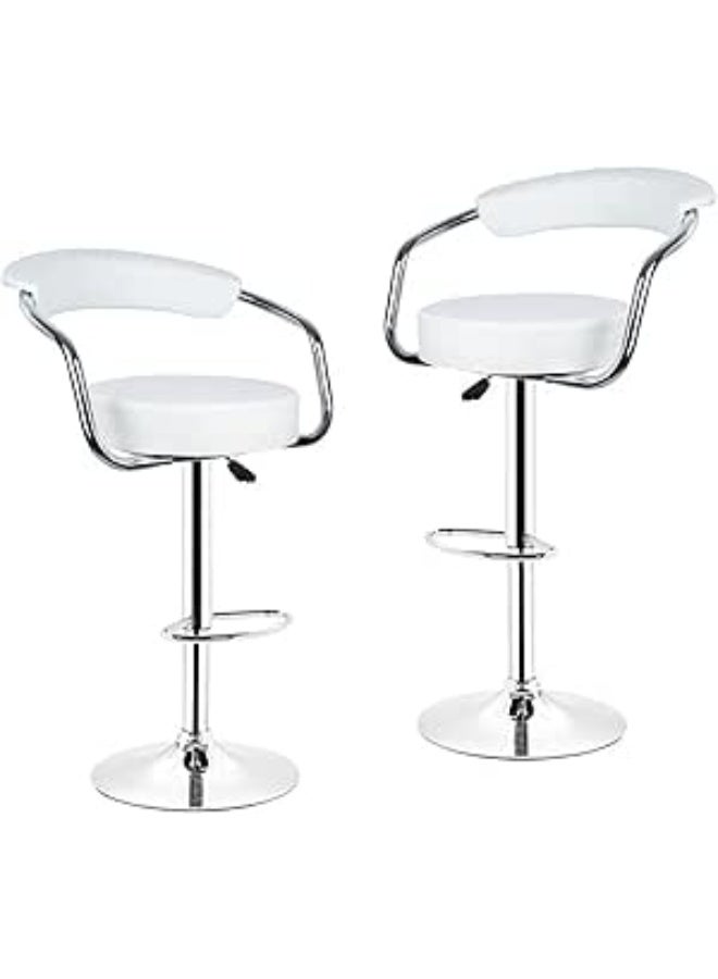 Set of 2 Modern Swivel Bar Stools – Round Pub Chairs, Adjustable Height, White – Ideal for Kitchen, Living Room, or Home Office - Image 1