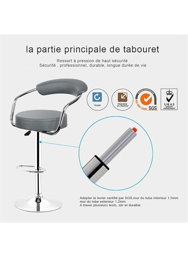 Set of 2 Modern Swivel Bar Stools – Round Pub Chairs, Adjustable Height, White – Ideal for Kitchen, Living Room, or Home Office - Image 3