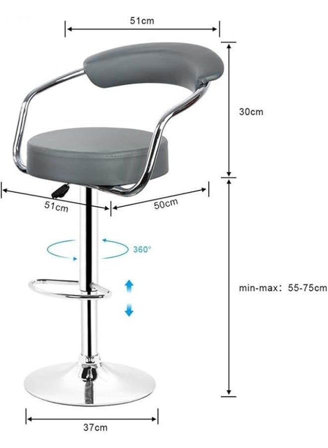 Set of 2 Modern Swivel Bar Stools – Round Pub Chairs, Adjustable Height, White – Ideal for Kitchen, Living Room, or Home Office - Image 4