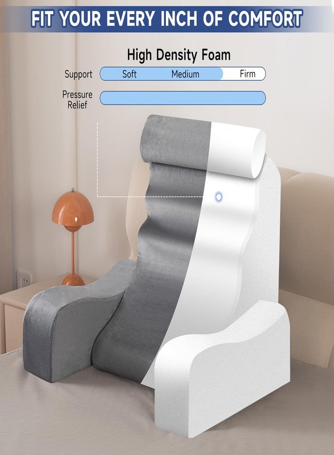 SofGlowly Reading Pillow for Sitting in Bed Adult, Back Support Pillow for Bed Sitting up with Arm Rest,Bed Rest Pillows for Watching TV/Reading/Gaming/Resting in Beds, Couch or Floor, Medium 19" Gray - Image 3