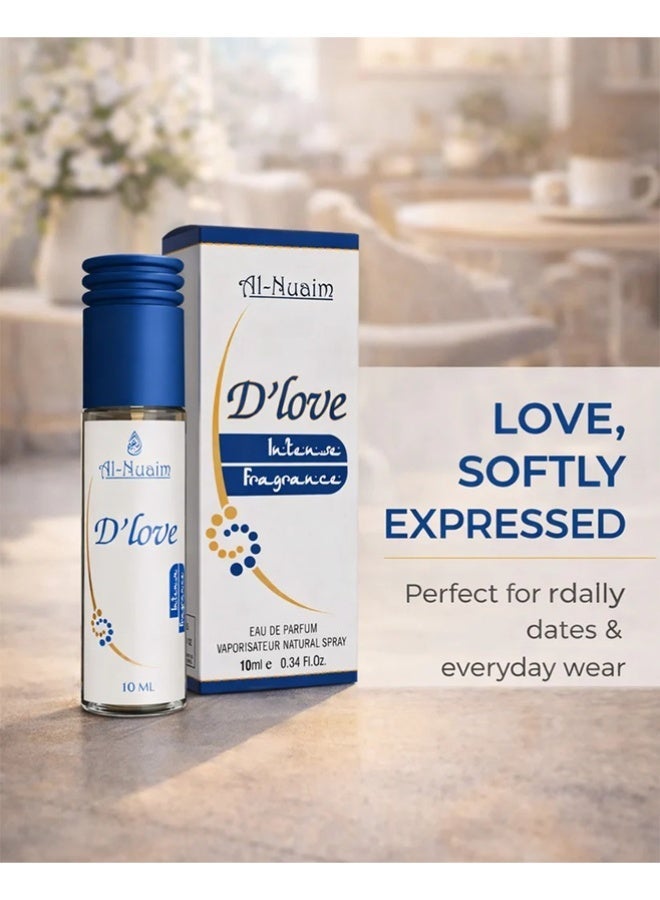 Al Nuaim D’Love (The Love) Eau de Parfum Spray Unisex 10ml | Long Lasting Romantic Floral Sweet Fragrance Mini Perfume | Elegant Love-Inspired Scent for Men & Women | Travel Size Pocket Vaporisateur - Image 4