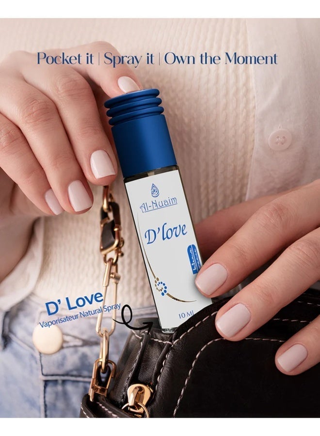 Al Nuaim D’Love (The Love) Eau de Parfum Spray Unisex 10ml | Long Lasting Romantic Floral Sweet Fragrance Mini Perfume | Elegant Love-Inspired Scent for Men & Women | Travel Size Pocket Vaporisateur - Image 3