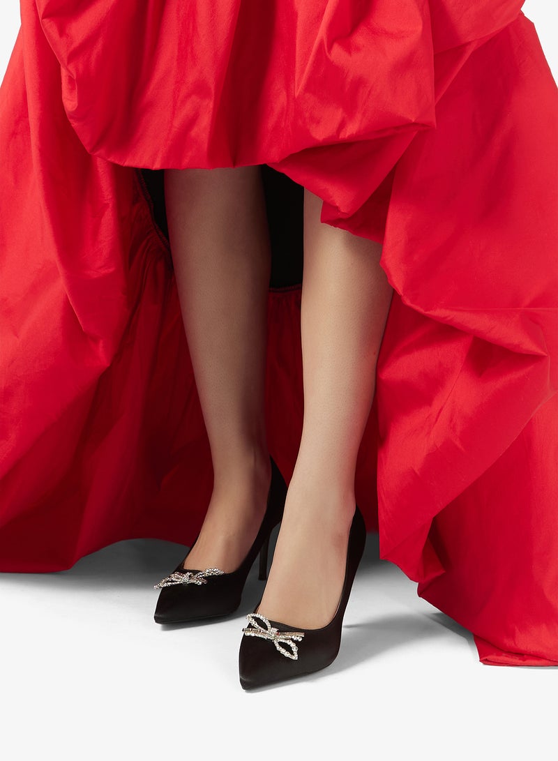 Ella Limited Edition Mid Heel Rhinestone Embellished Bow Detail Pumps - Image 5