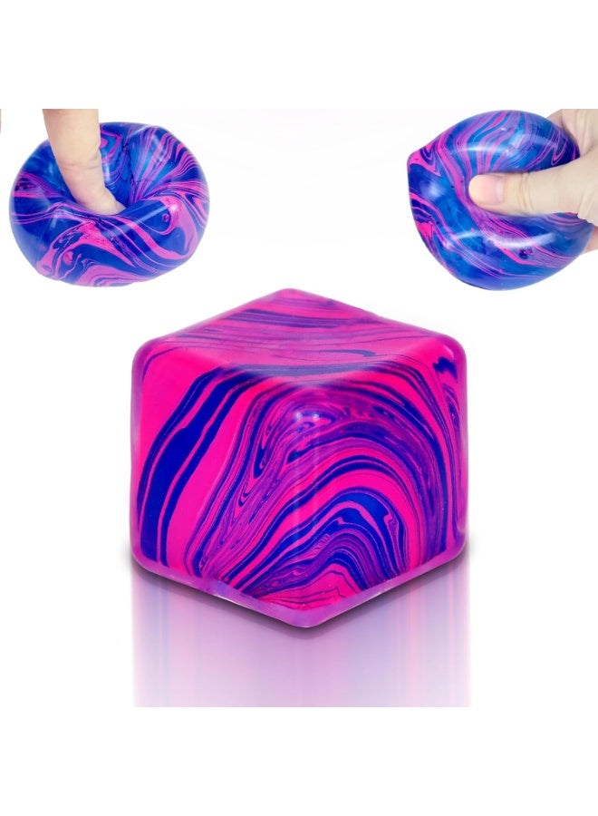 Joyzeno Fidget Toys Squishy Stress Cube, Stress Balls for Kids Adults Squishies Stress Relief, Blend Colored Ice Squishy Cube Sugar Balls, High Density Squeeze Balls for Students Calming (Blue) - Image 1