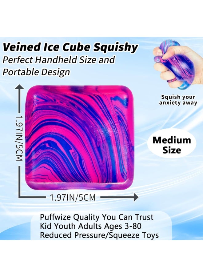 Joyzeno Fidget Toys Squishy Stress Cube, Stress Balls for Kids Adults Squishies Stress Relief, Blend Colored Ice Squishy Cube Sugar Balls, High Density Squeeze Balls for Students Calming (Blue) - Image 2