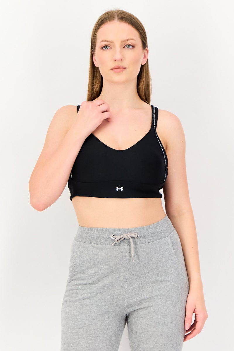 UNDER ARMOUR حمالة صدر رياضية للنساء، مناسبة للتدريب، سوداء - Image 1