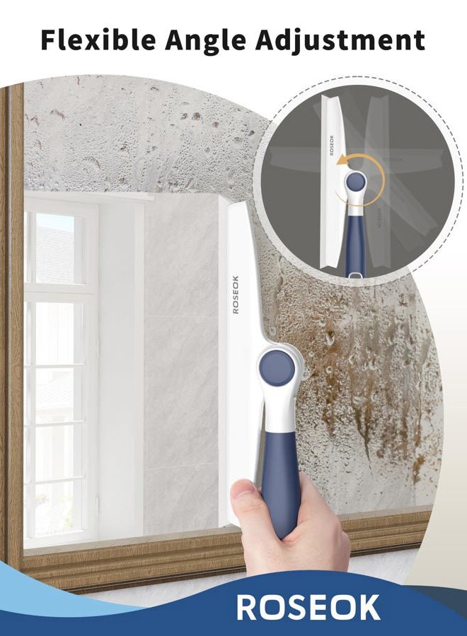 ROSEOK All-Purpose Silicone Squeegee for Shower Glass with Adhesive Hook, Pivoting Head, 10 Inch, Navy Blue, 1 Pack - Image 3