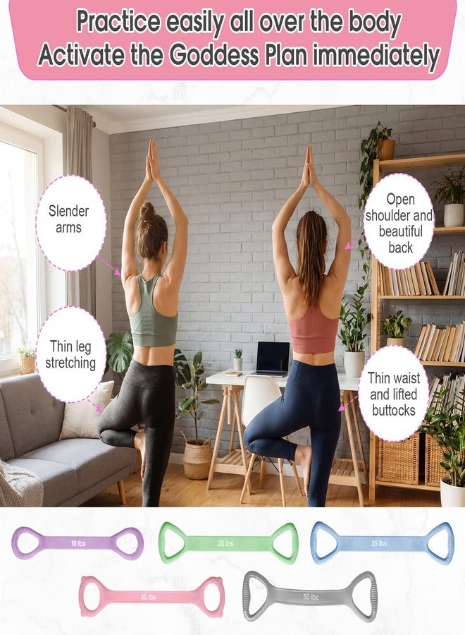 Soulchen 5 Pack Figure 8 Resistance Bands with Handles 10 Lbs-25 Lbs-35 Lbs-40 Lbs-50 Lbs Elastic Bands for for Arm and Shoulder Stretch, Workout for Women Men(Color Scheme 2,Classic) - Image 4
