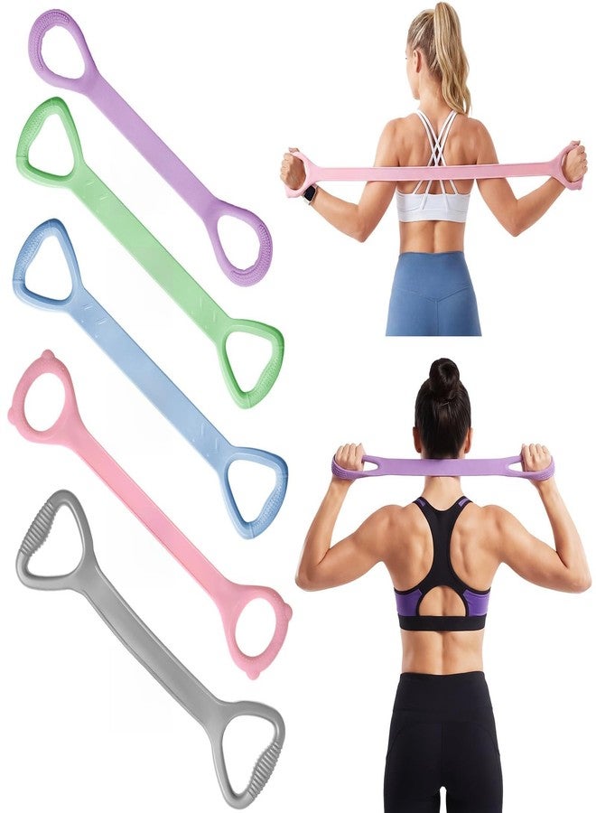 Soulchen 5 Pack Figure 8 Resistance Bands with Handles 10 Lbs-25 Lbs-35 Lbs-40 Lbs-50 Lbs Elastic Bands for for Arm and Shoulder Stretch, Workout for Women Men(Color Scheme 2,Classic) - Image 1