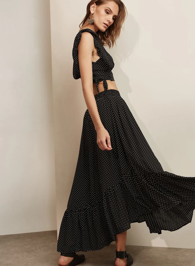 Free People Polka Dot Ruffle Skirt + Top Set