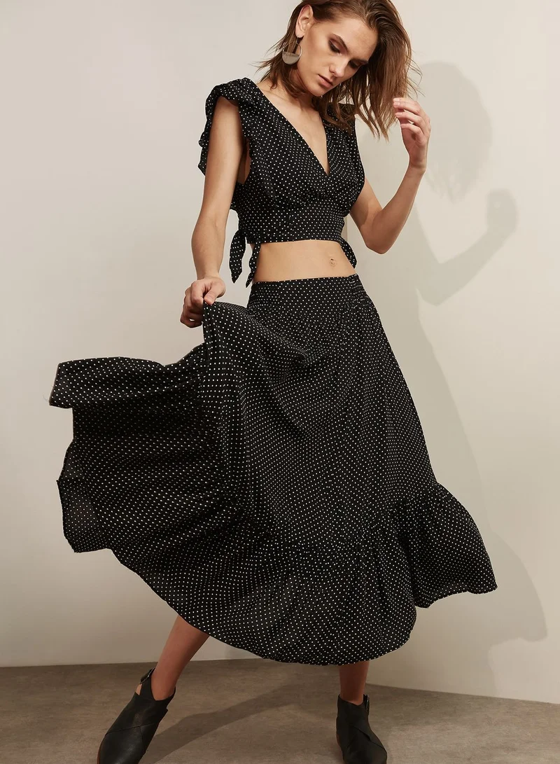 Free People Polka Dot Ruffle Skirt + Top Set