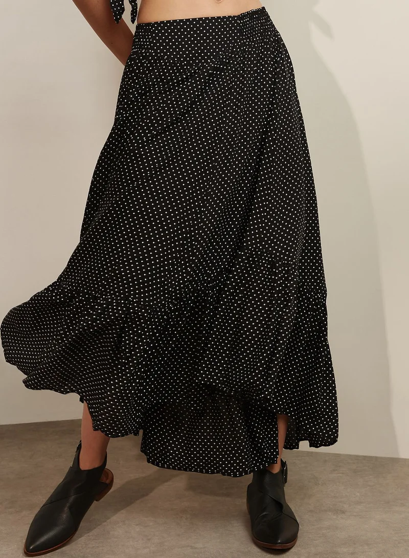 Free People Polka Dot Ruffle Skirt + Top Set
