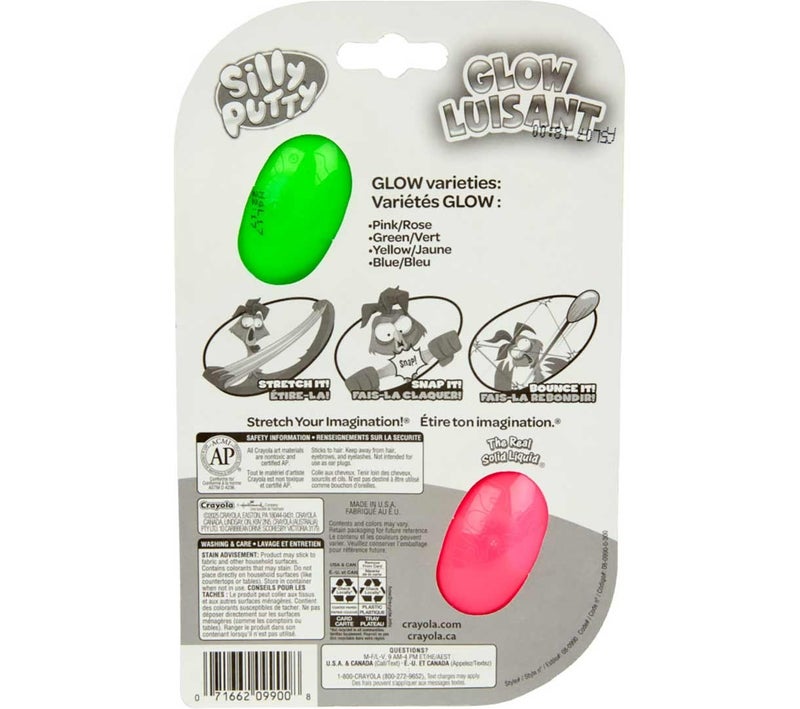 Crayola Silly Putty Glow-in-the-Dark Pack of 2 – Assorted Color-Changing Eggs, Sensory Fidget Toy, Classic Stretchy Putty for Kids Ages 4+, Non-Toxic Gift - Image 4