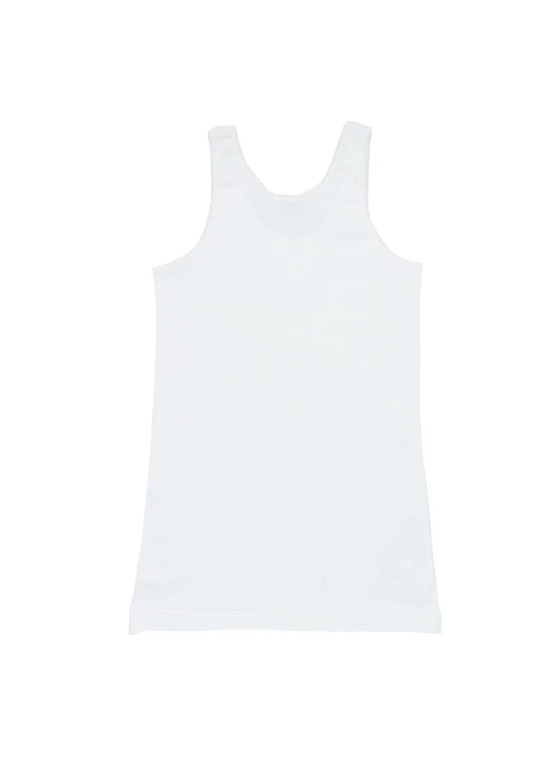BYC GIRLS COTTON VEST WITH LACE - WHITE