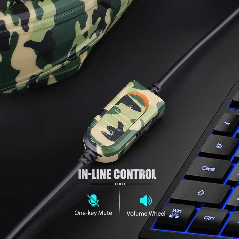 Picozon Gaming Headset with Microphone, 3.5mm Plug Headphone Compatible with PS5 PS4 PlayStation 4/5 Computer Laptop iPad Surface Smartphone - Camouflage Green - Image 4