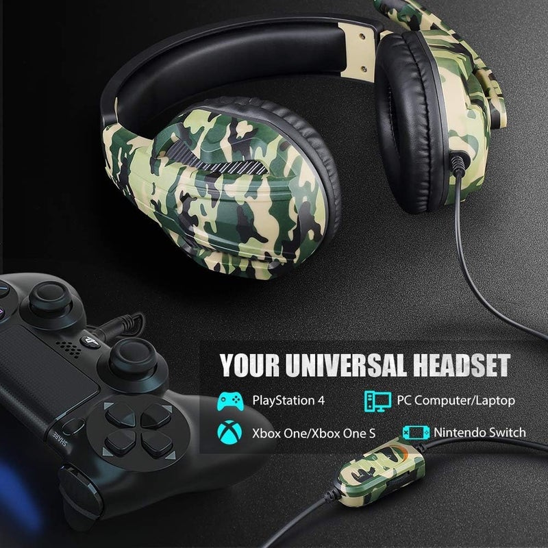 Picozon Gaming Headset with Microphone, 3.5mm Plug Headphone Compatible with PS5 PS4 PlayStation 4/5 Computer Laptop iPad Surface Smartphone - Camouflage Green - Image 5