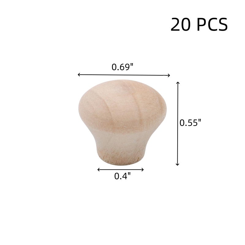Oedema Wood Unfinished Cabinet Knobs Mini Wooden Drawer Handle Knobs Furniture Door Pull Knobs 0.69""?0.55""  20Pcs With Screws - Image 2